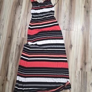 Merona Striped Maxi Dress - Red, Black, White